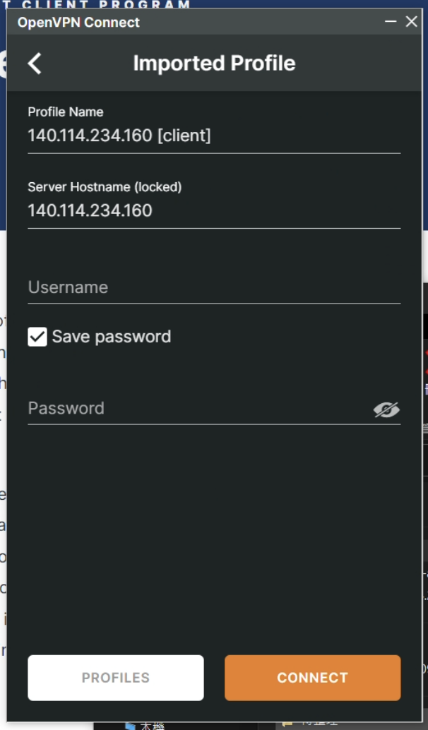 Open VPN Connection Setting