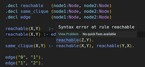 Syntax error message