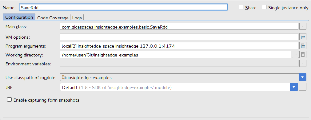 IDEA run configuration