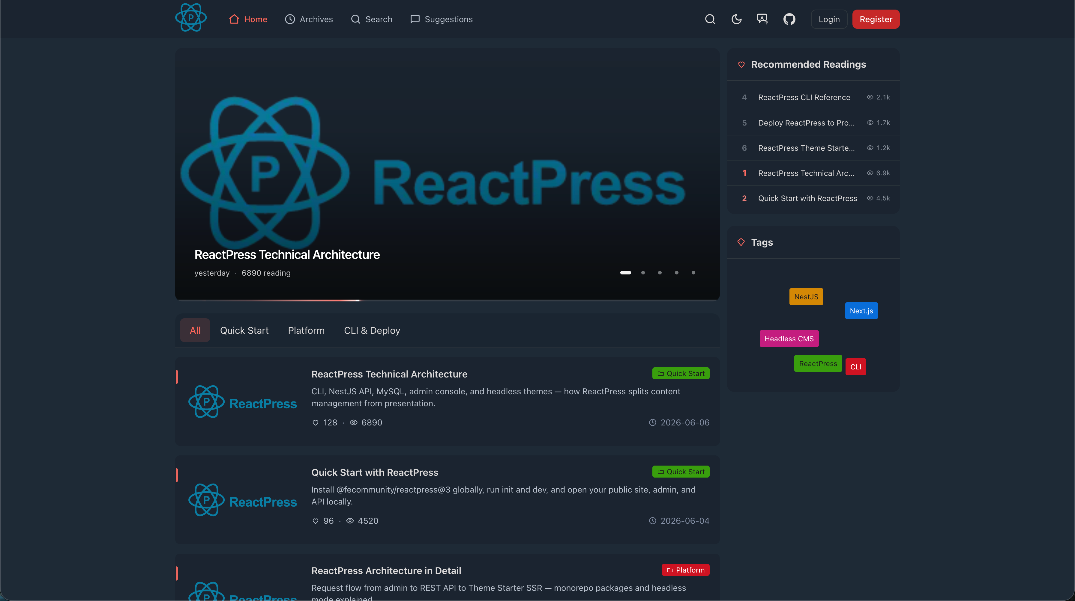 reactpress-theme-starter 网站模板截图
