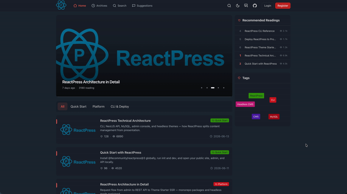 Official theme — search, comments, knowledge base