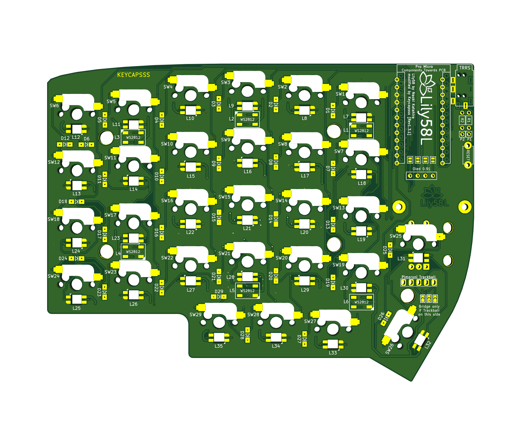 Lily58L PCB