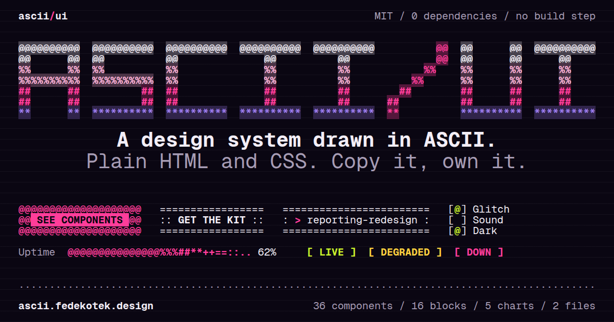 ascii/ui: a design system drawn in ASCII