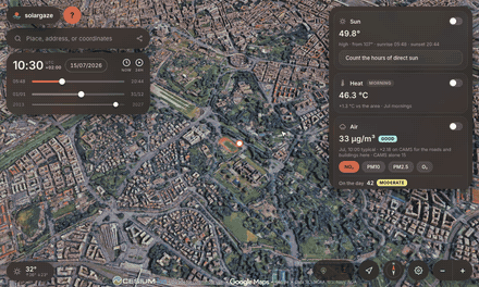Surface heat around the Colosseum, from a July morning to a July night