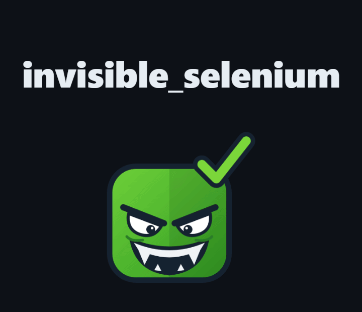 invisible_selenium, Selenium's API on an anti-detect Firefox. An animation: the import that changes, the fingerprint set inside the engine, a mouse that moves like a hand, and the options for a reproducible run.