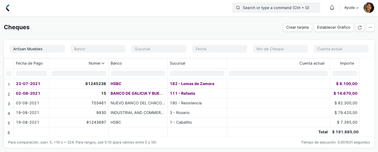 Reporte de cheques