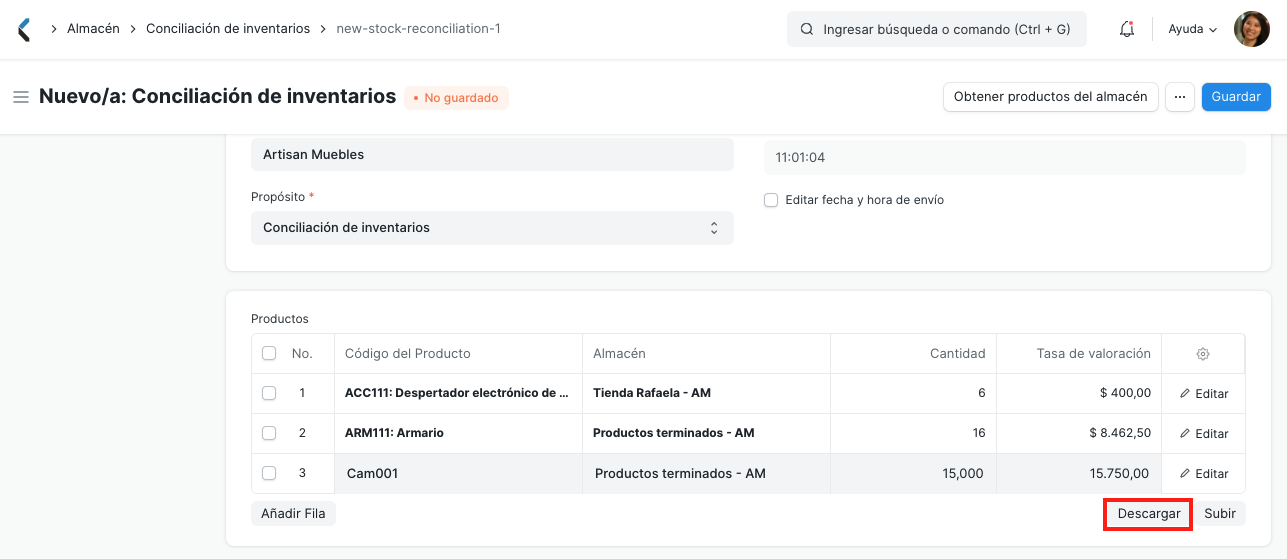 Stock Reconciliation download