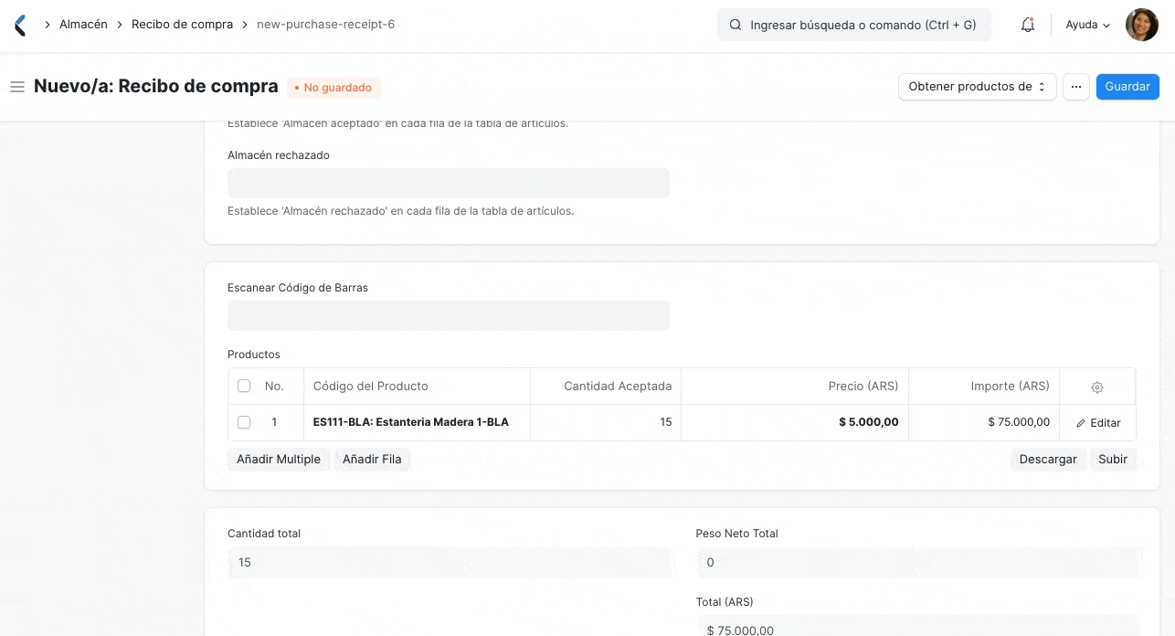 Putaway Rules applied in a Purchase Receipt