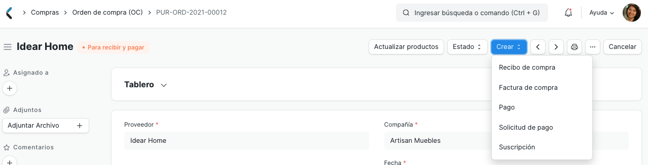 Purchase Order post submitting