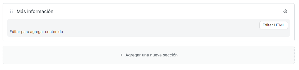 Sección con campo html personalizado