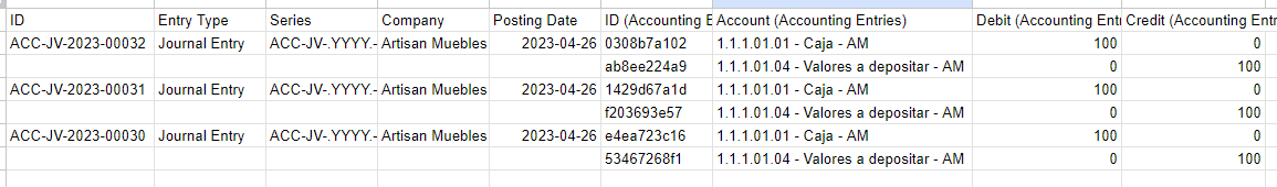 Child Table Export