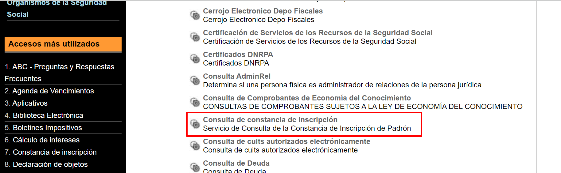 Consulta de constancia de inscripción