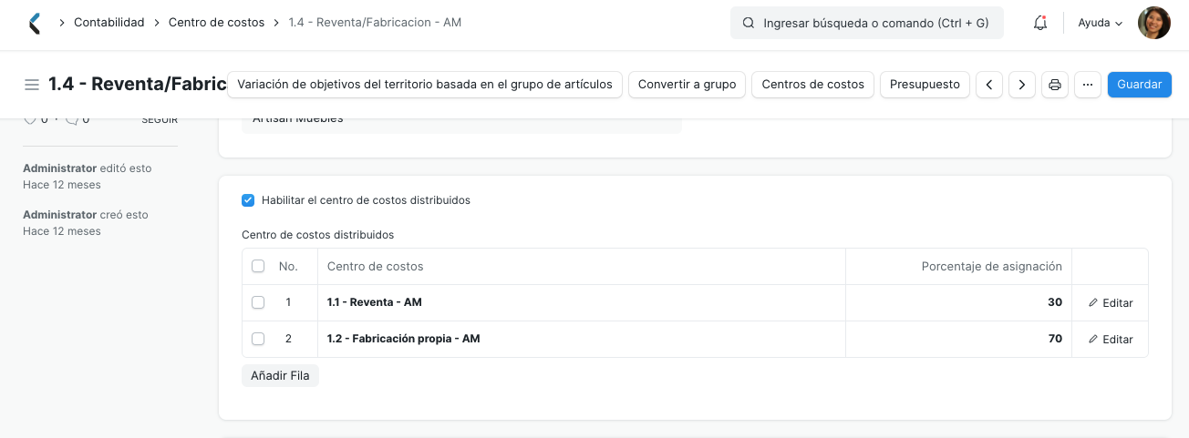 Distributed Cost Center