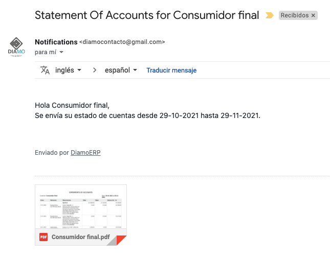 Correo de procesamiento de estados de cuentas