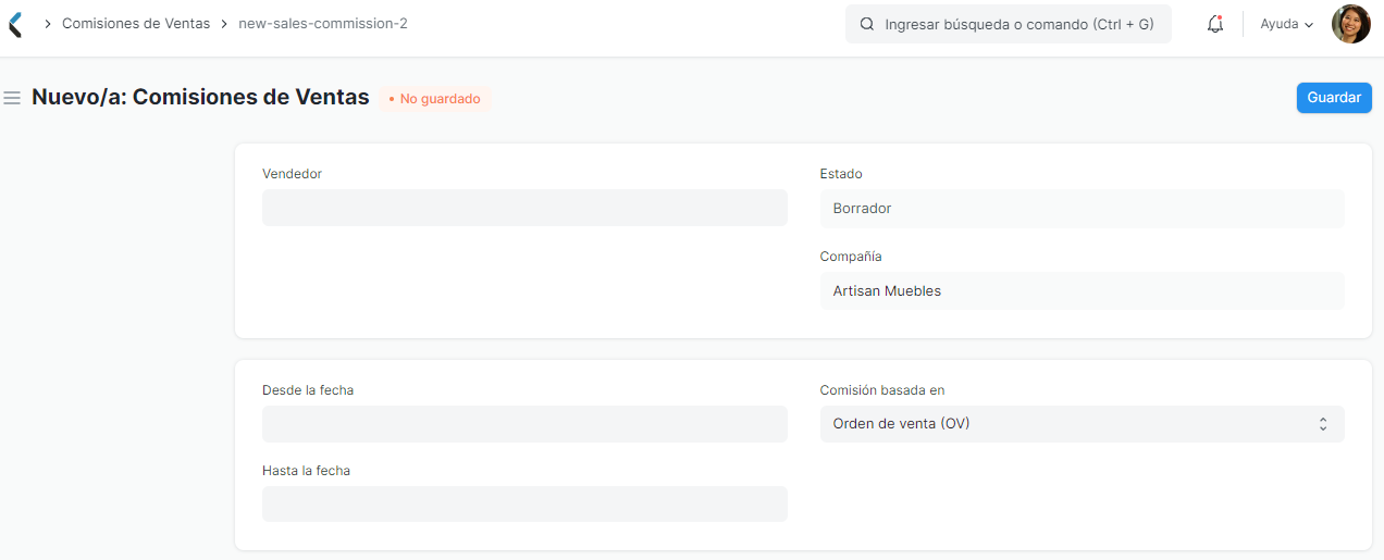 Comision de venta nueva