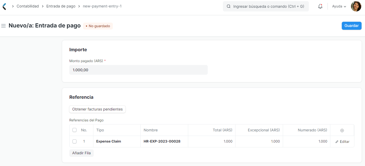 Pago rendición de gastos