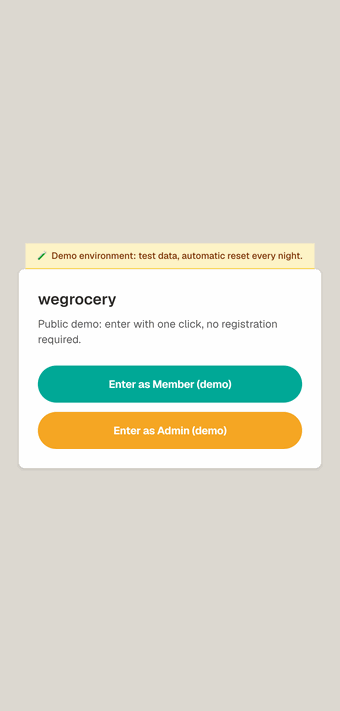 WeGrocery — member and admin walkthrough