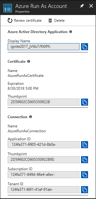 RunAs connection properties