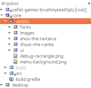 Pasta assets dentro da pasta core