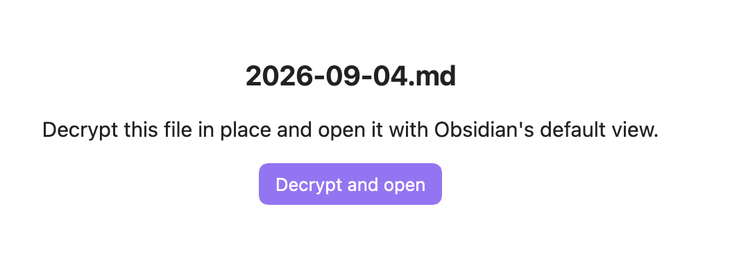 Decrypt and open action for a locked Markdown file