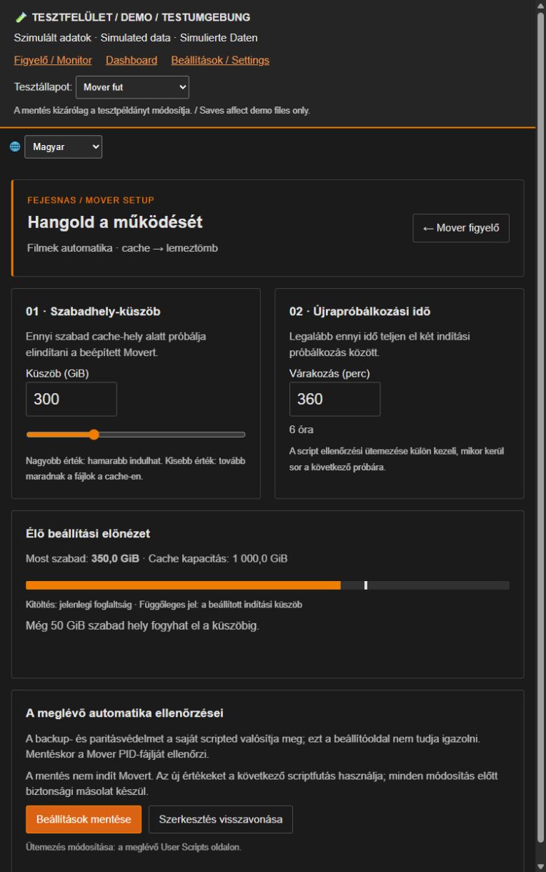 Settings — Hungarian demo