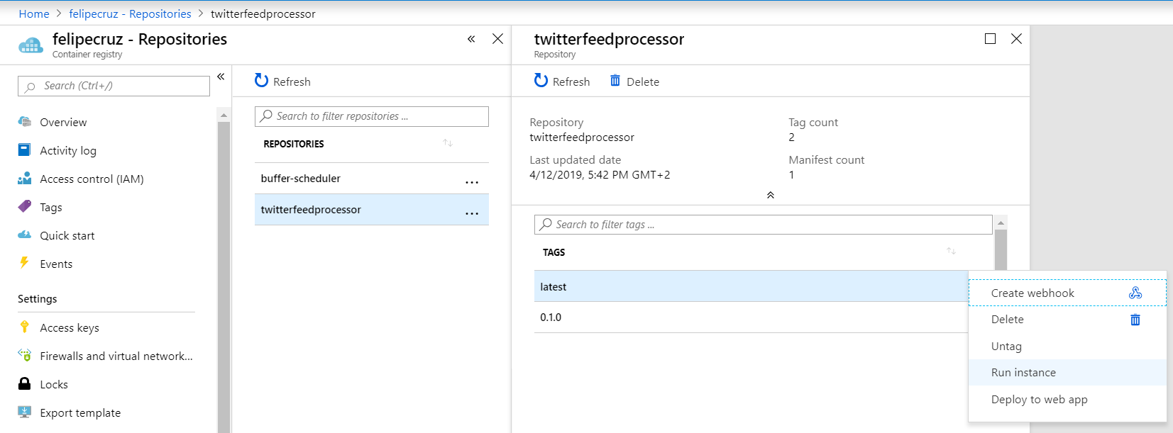 run-twitterfeedprocessor-as-container-instance