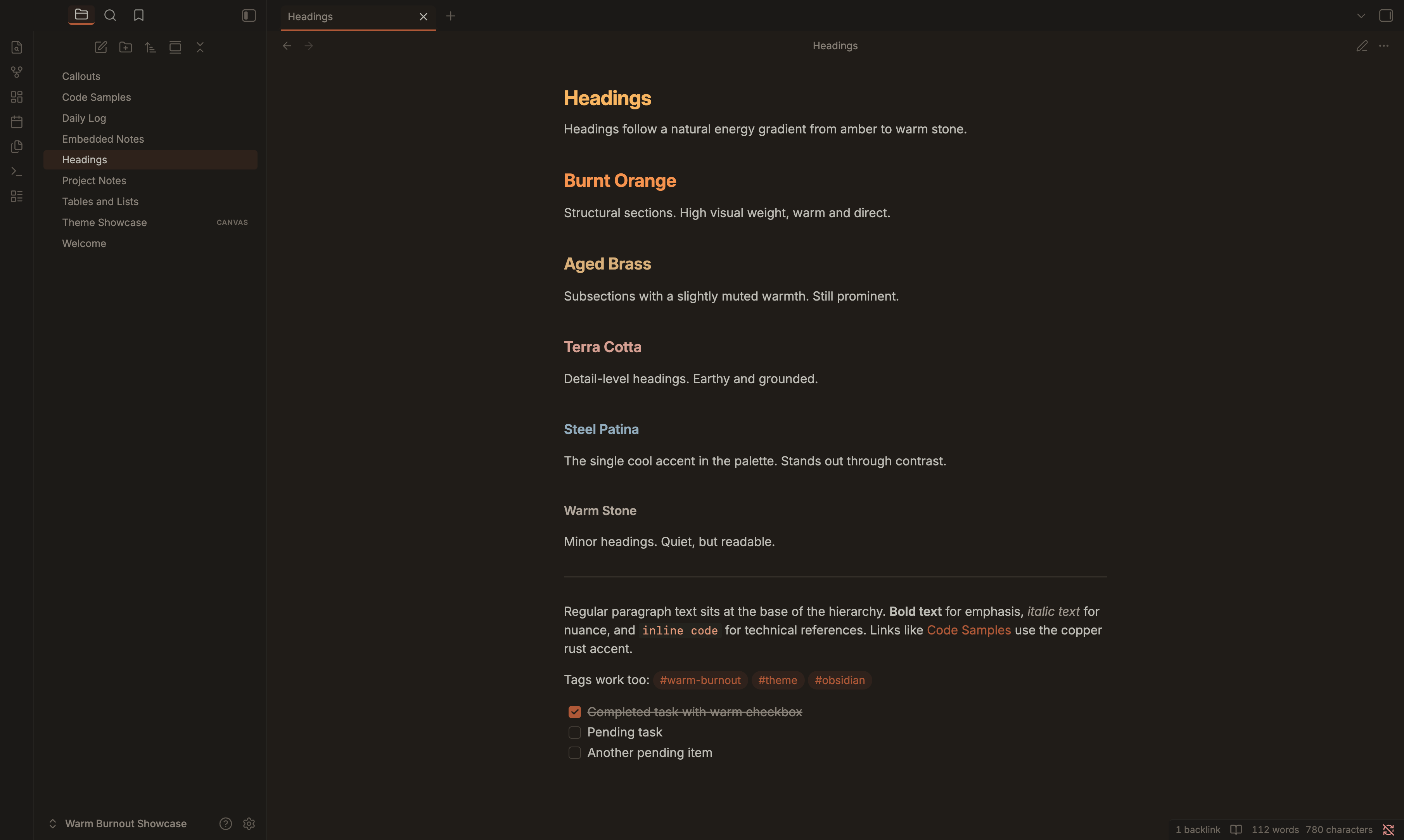 Headings dark