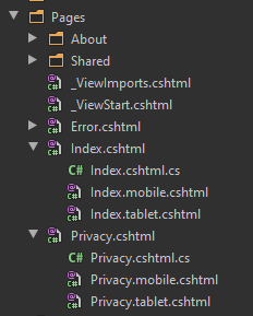 Responsive razor pages file structure