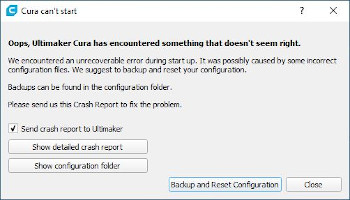 Cura can't start