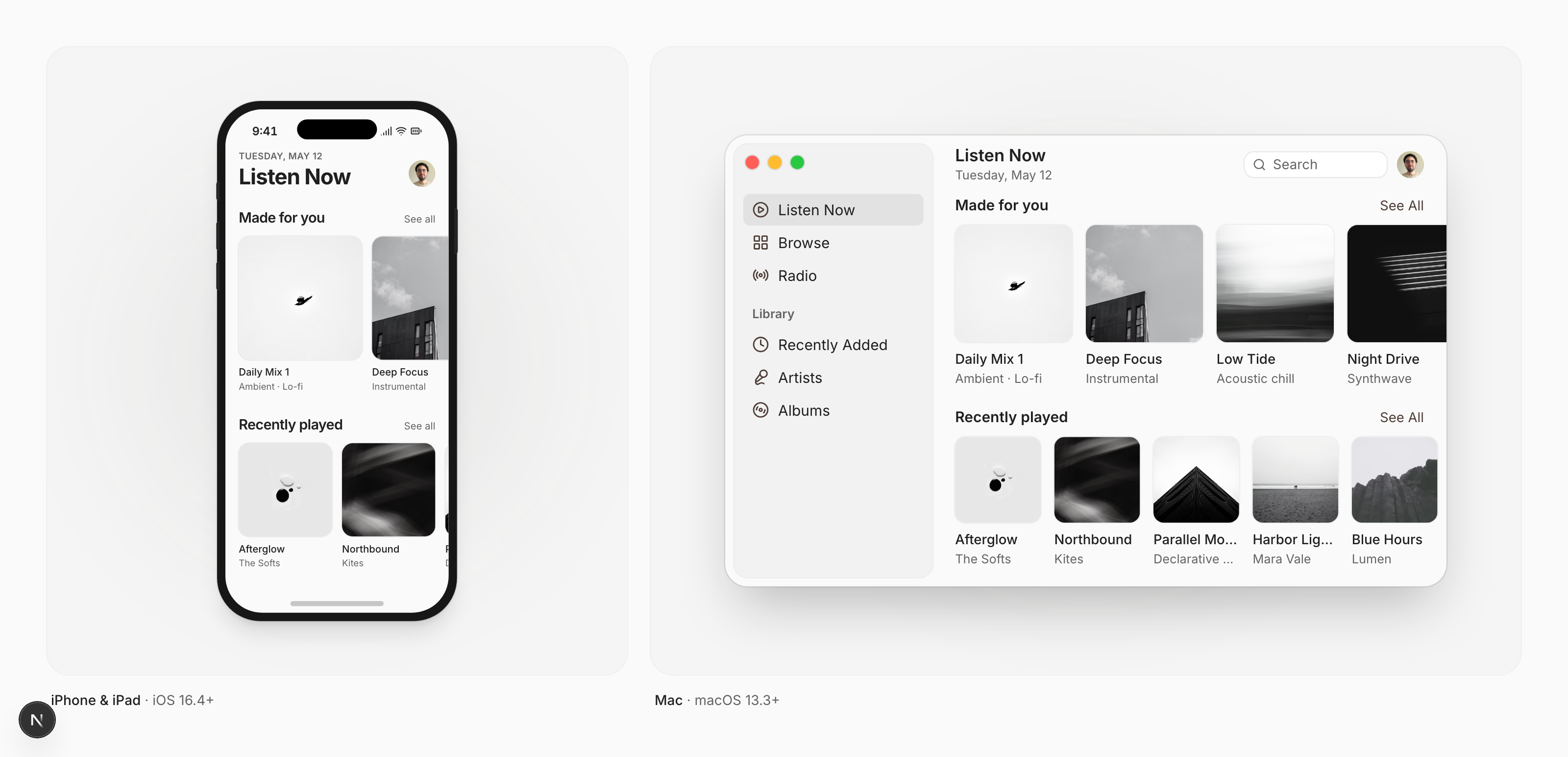 swiftui-flx components on iPhone and Mac
