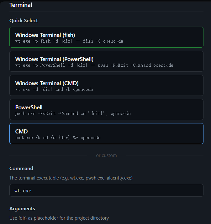 Terminal picker