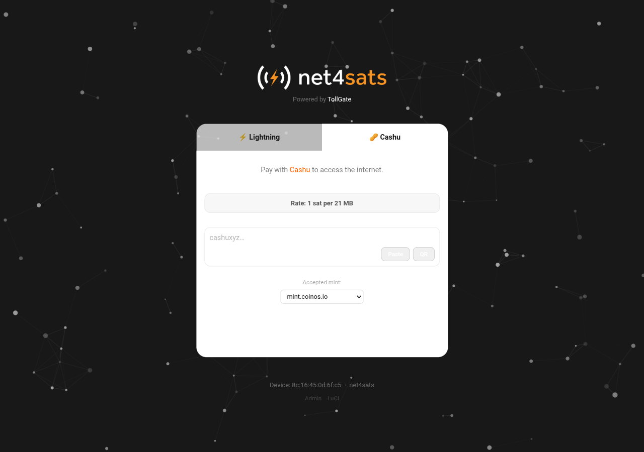Cashu tab — accepted mints