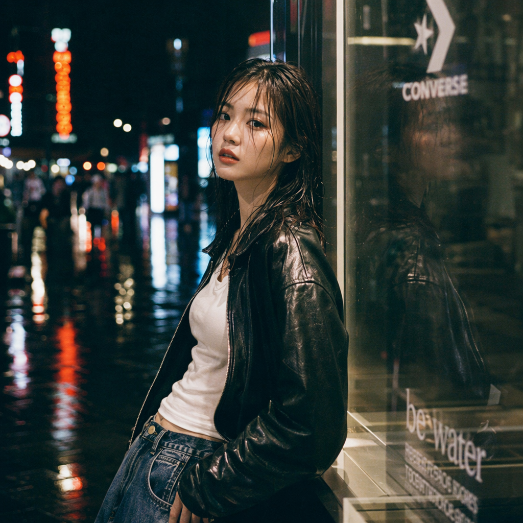 Cinematic City-in-Rain Portrait