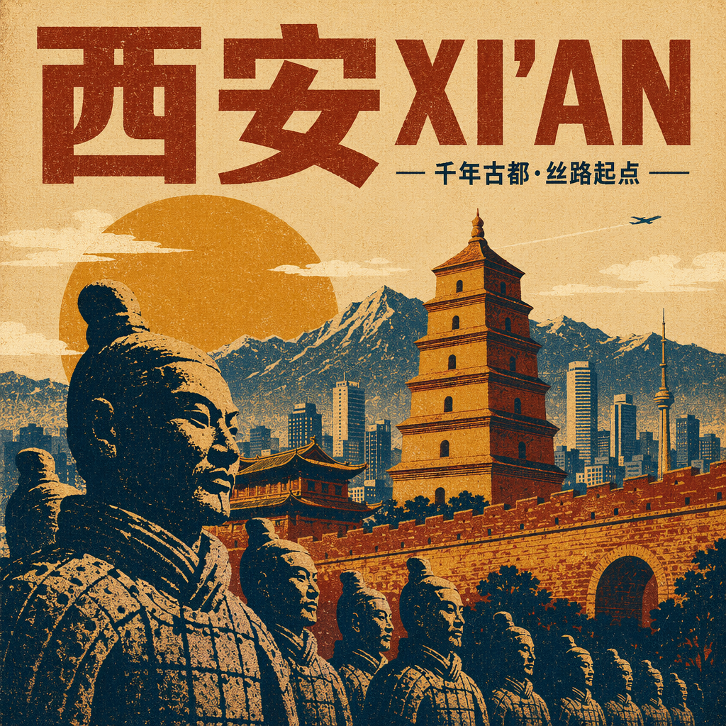 Retro Travel-Style District Poster