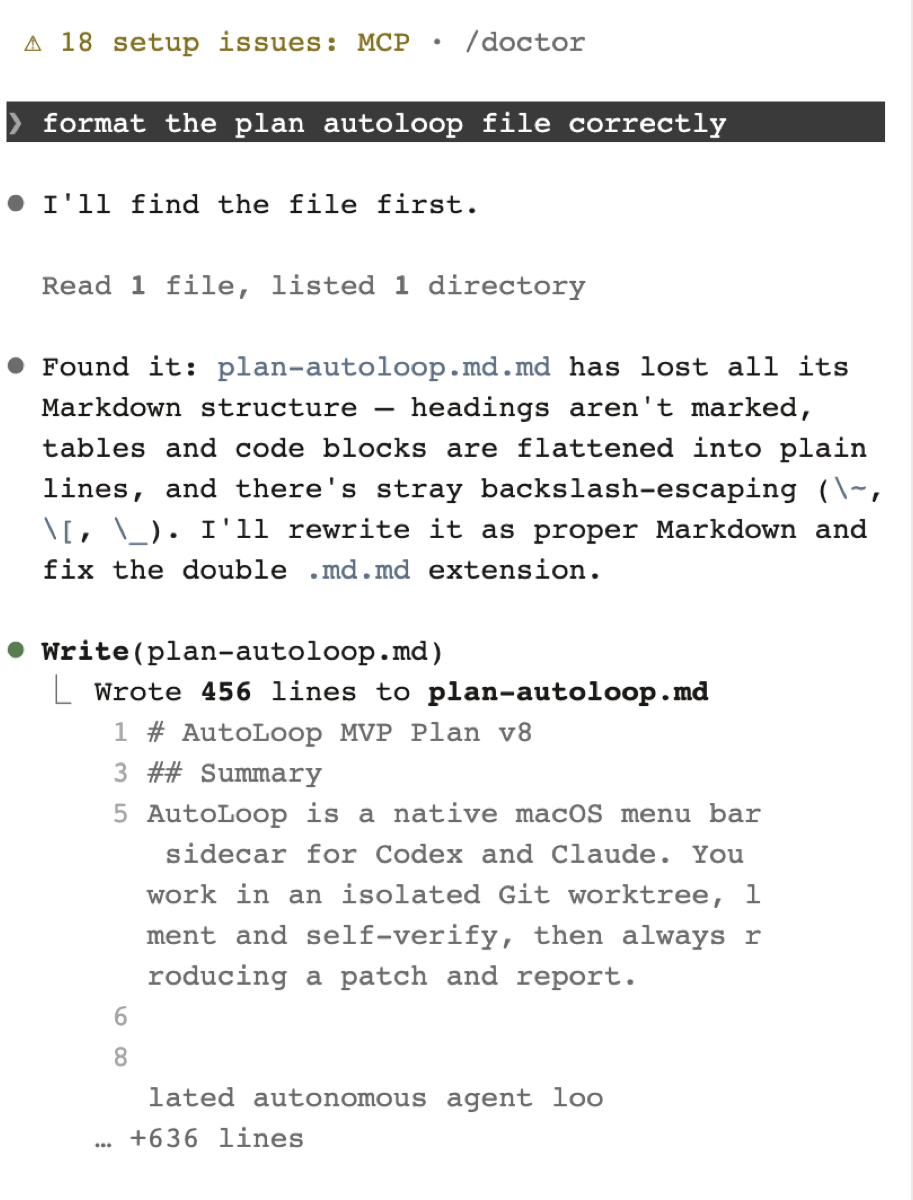 Claude rewrites the file and fixes the double extension