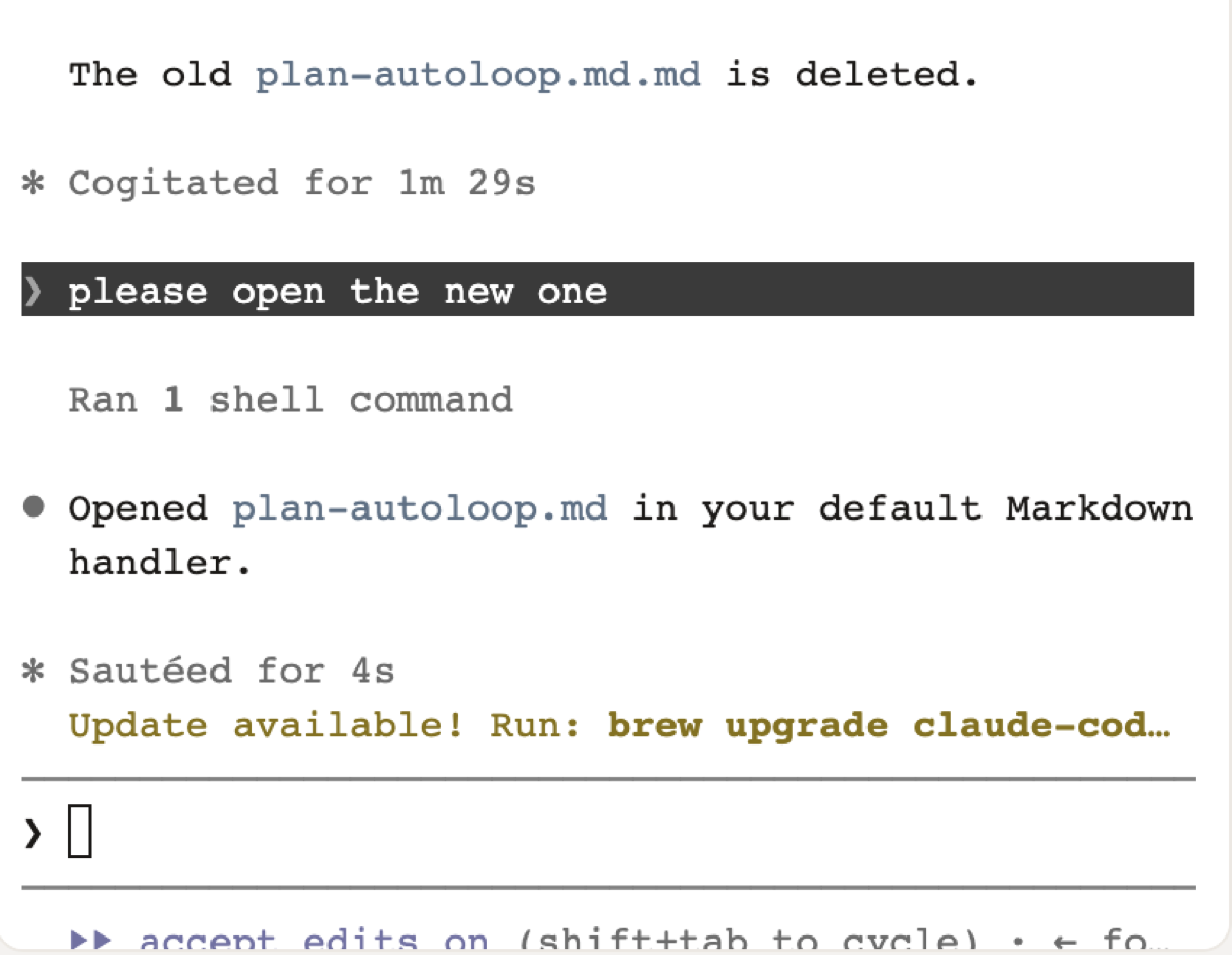 Claude says it opened the new file