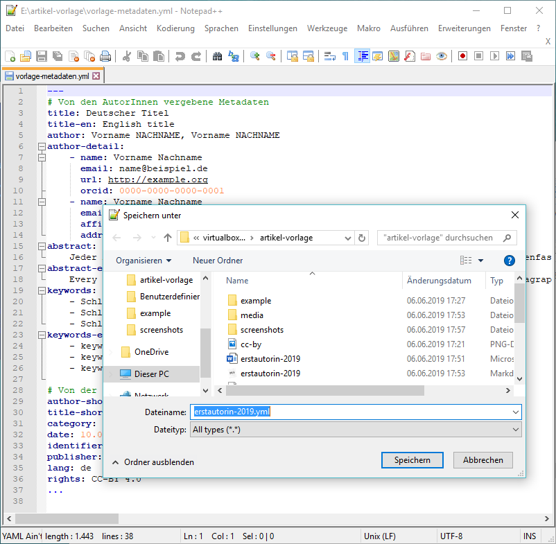 Metadaten in YAML