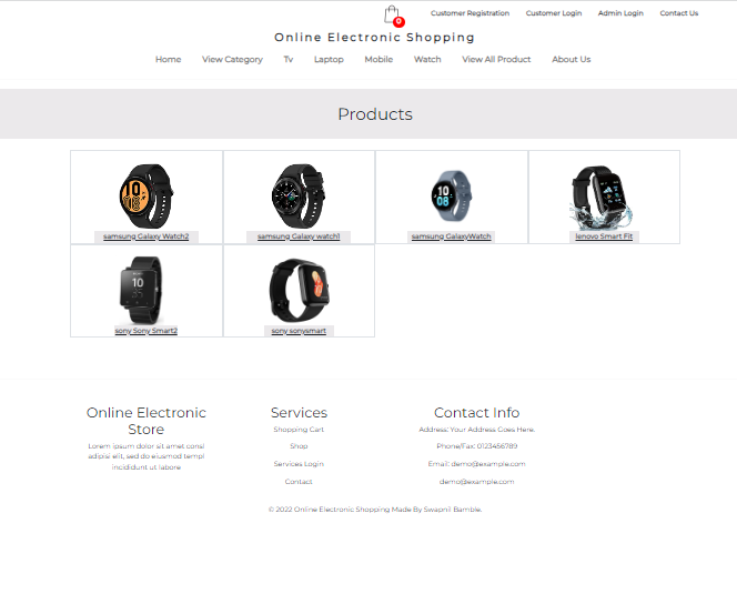 Products Page