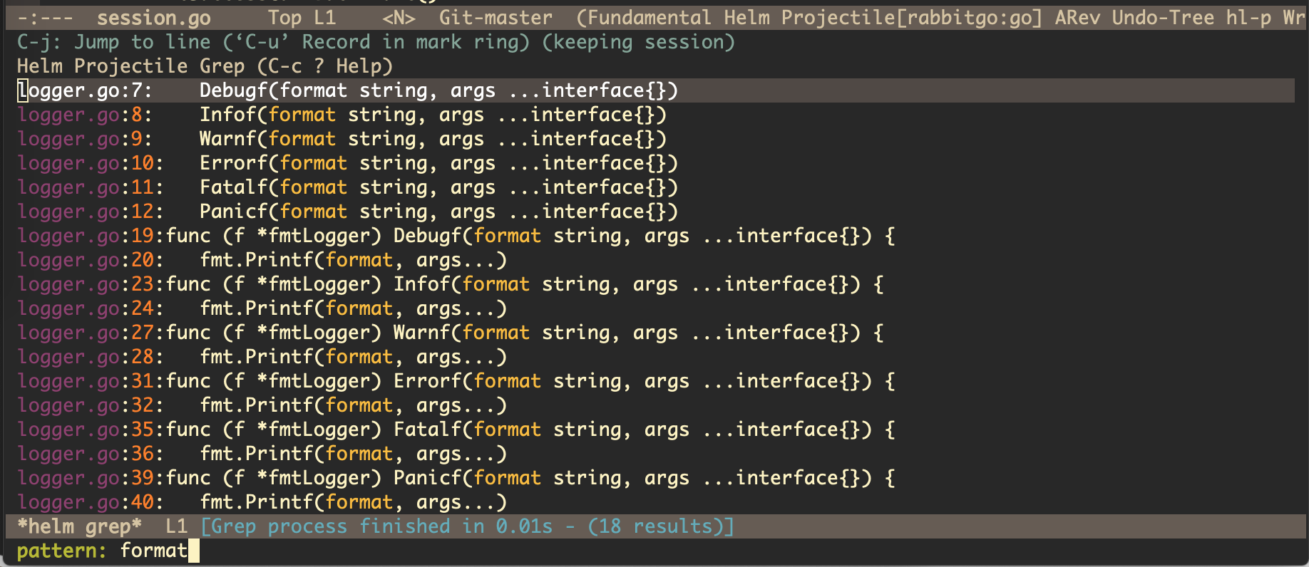 emacs grep in project