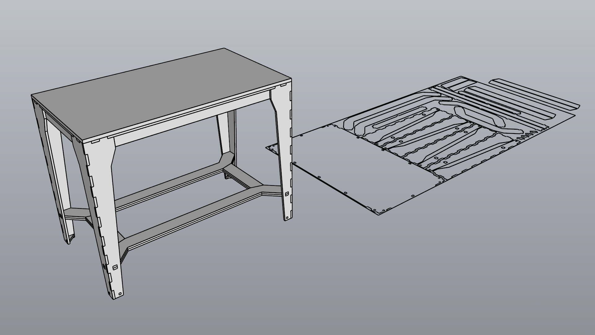 Whiteboard table with cutsheet