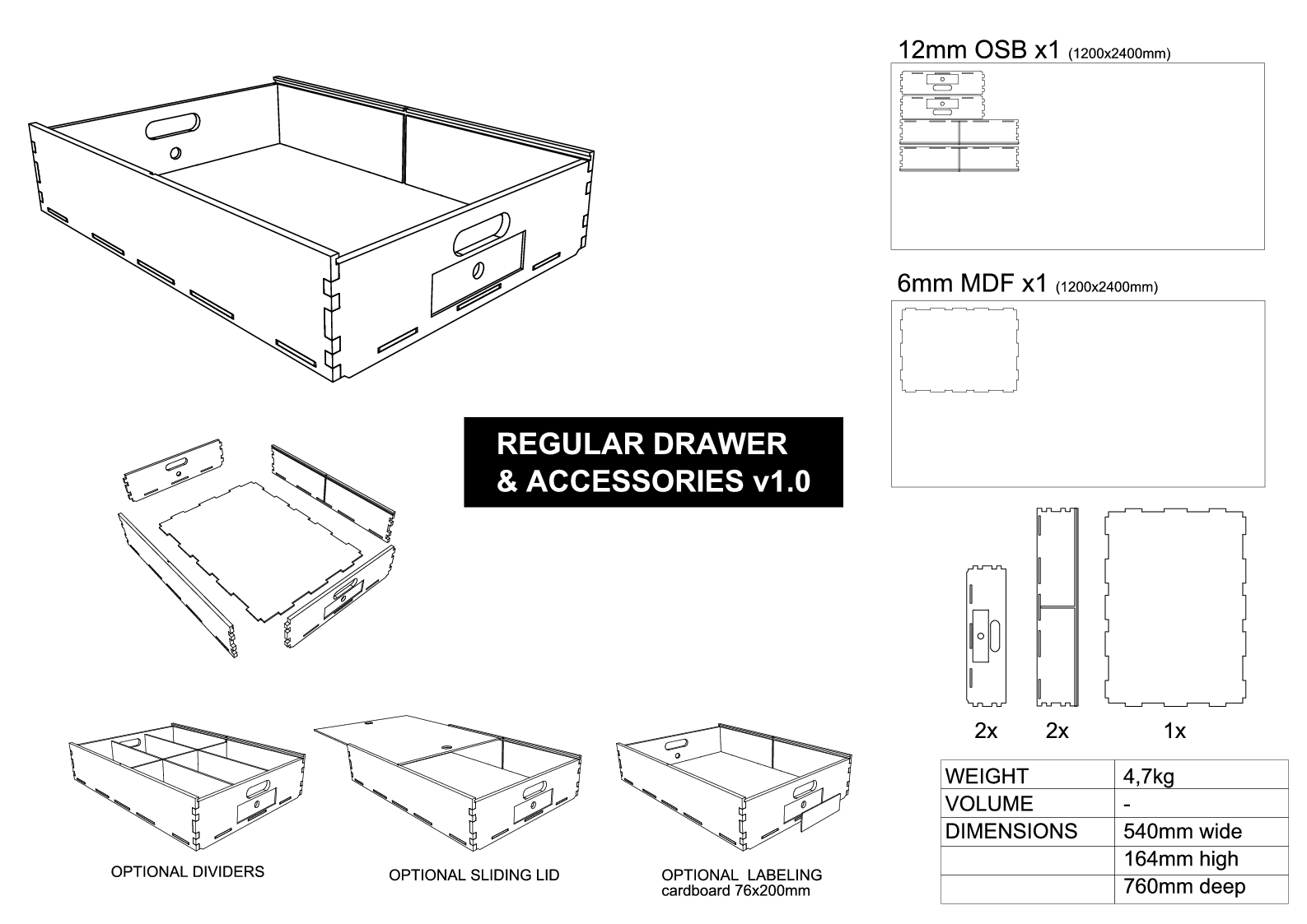 Drawer Regular assembly drawing