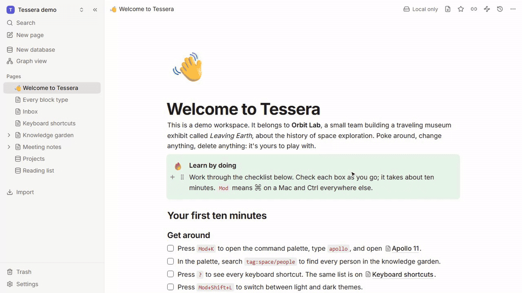 A 20-second tour of Tessera