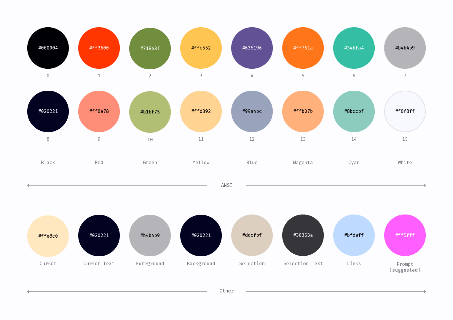 swatches for terminal