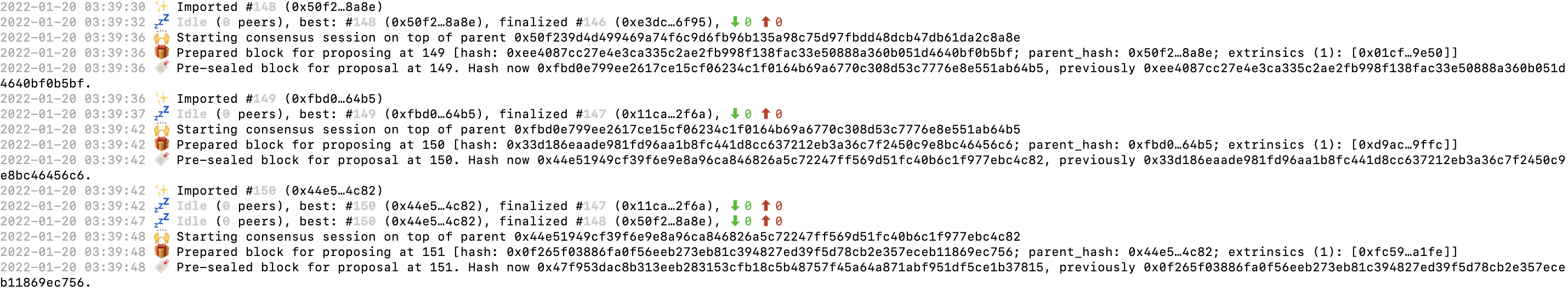 Node Log Screen