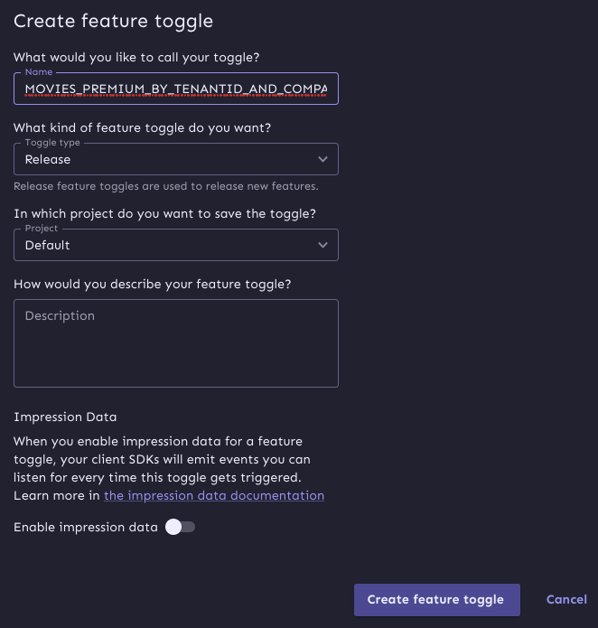 Create new feature toggle