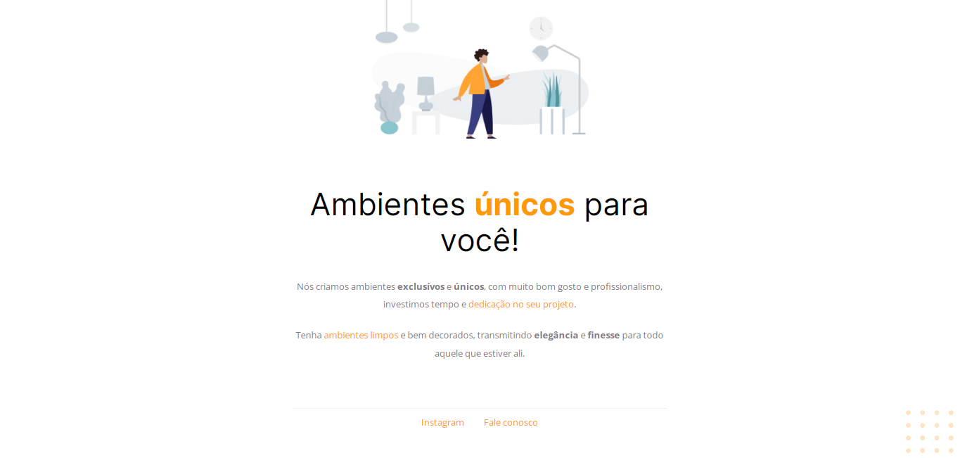 Homepage de um site de móveis customizados