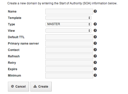 Add a new domain form