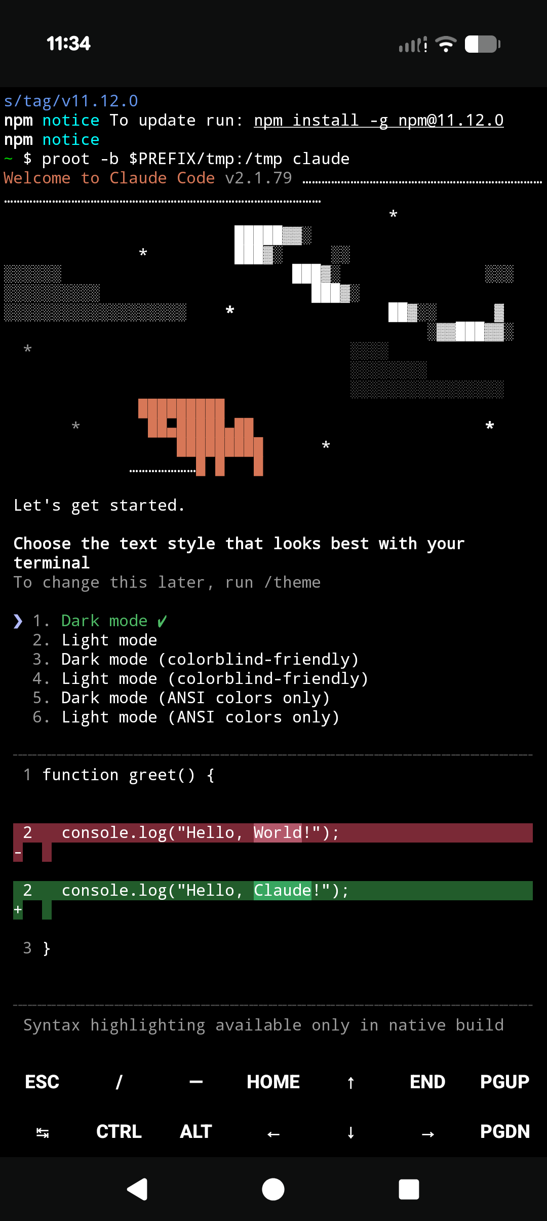 Google Pixel 10 Pro running Claude Code