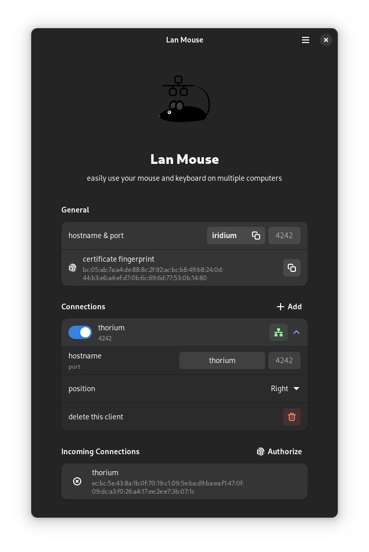Screenshot of Lan-Mouse