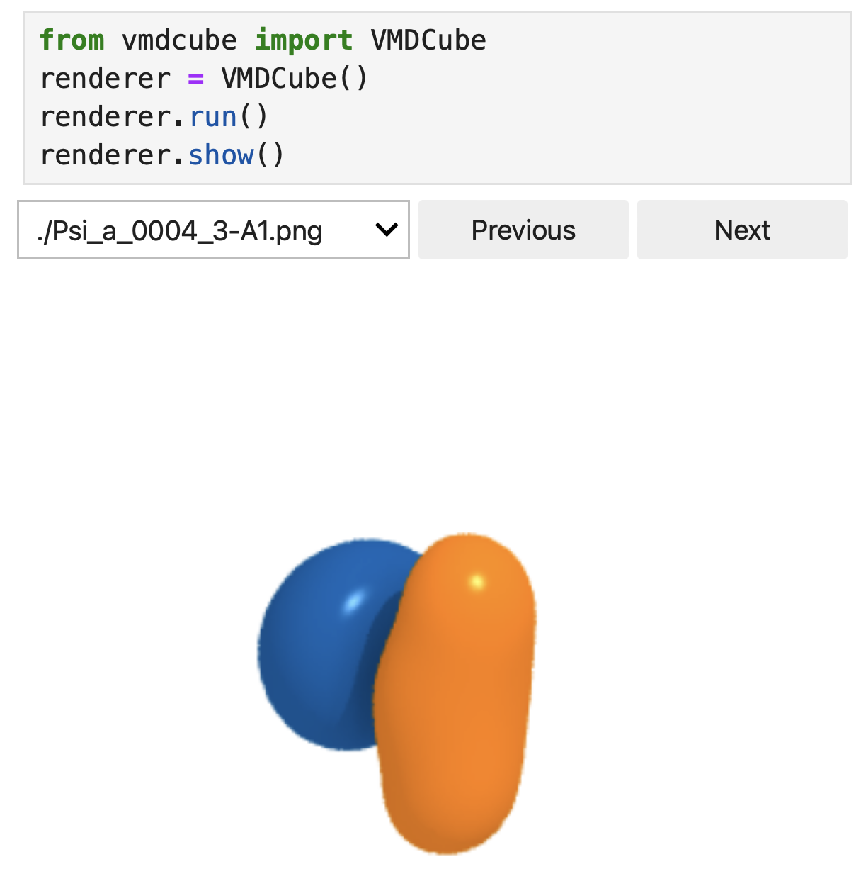 Example use of VMDCube in Jupyter.